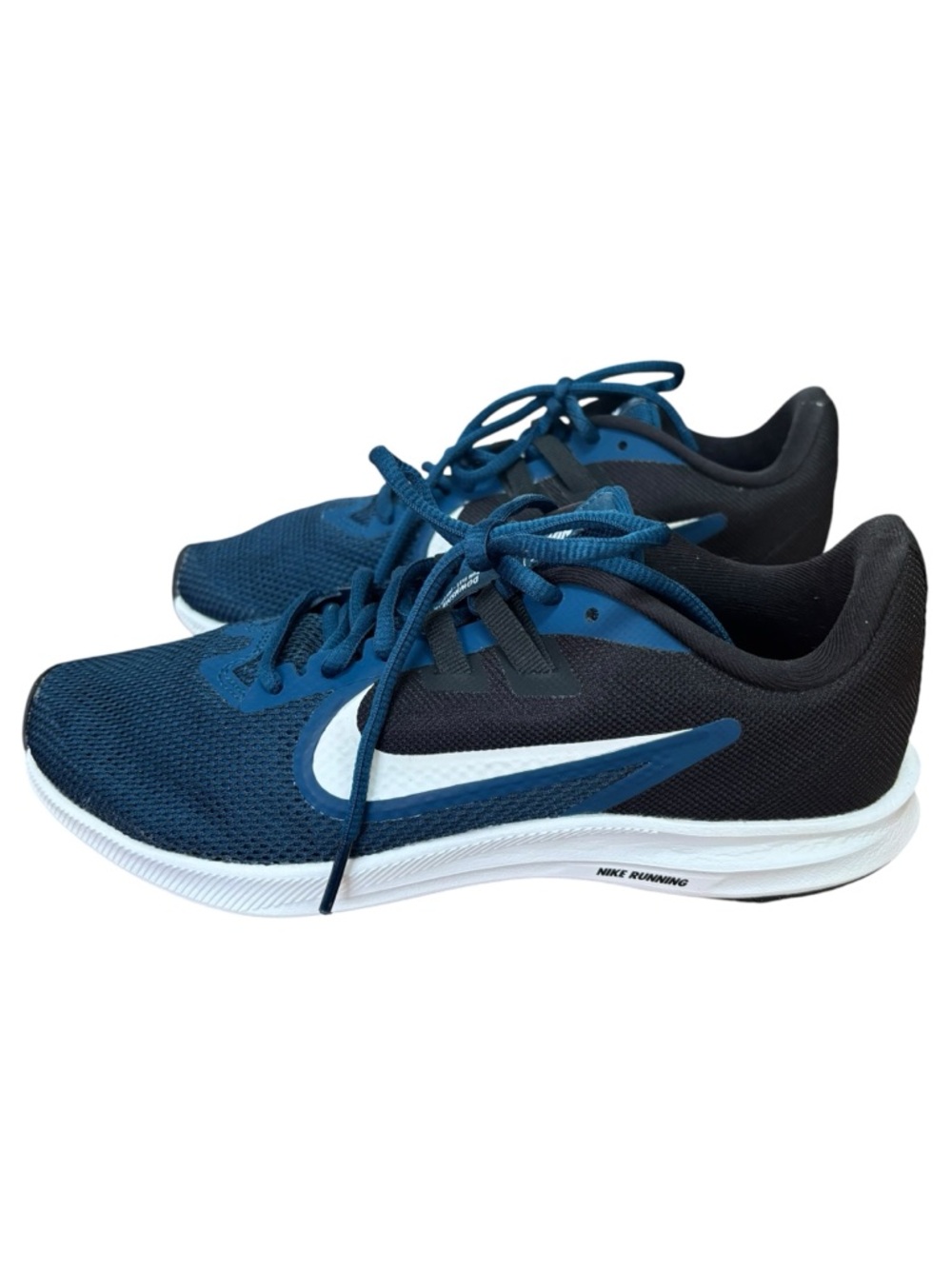 Nike Women's Navy and Black Running Sneakers with White Swoosh